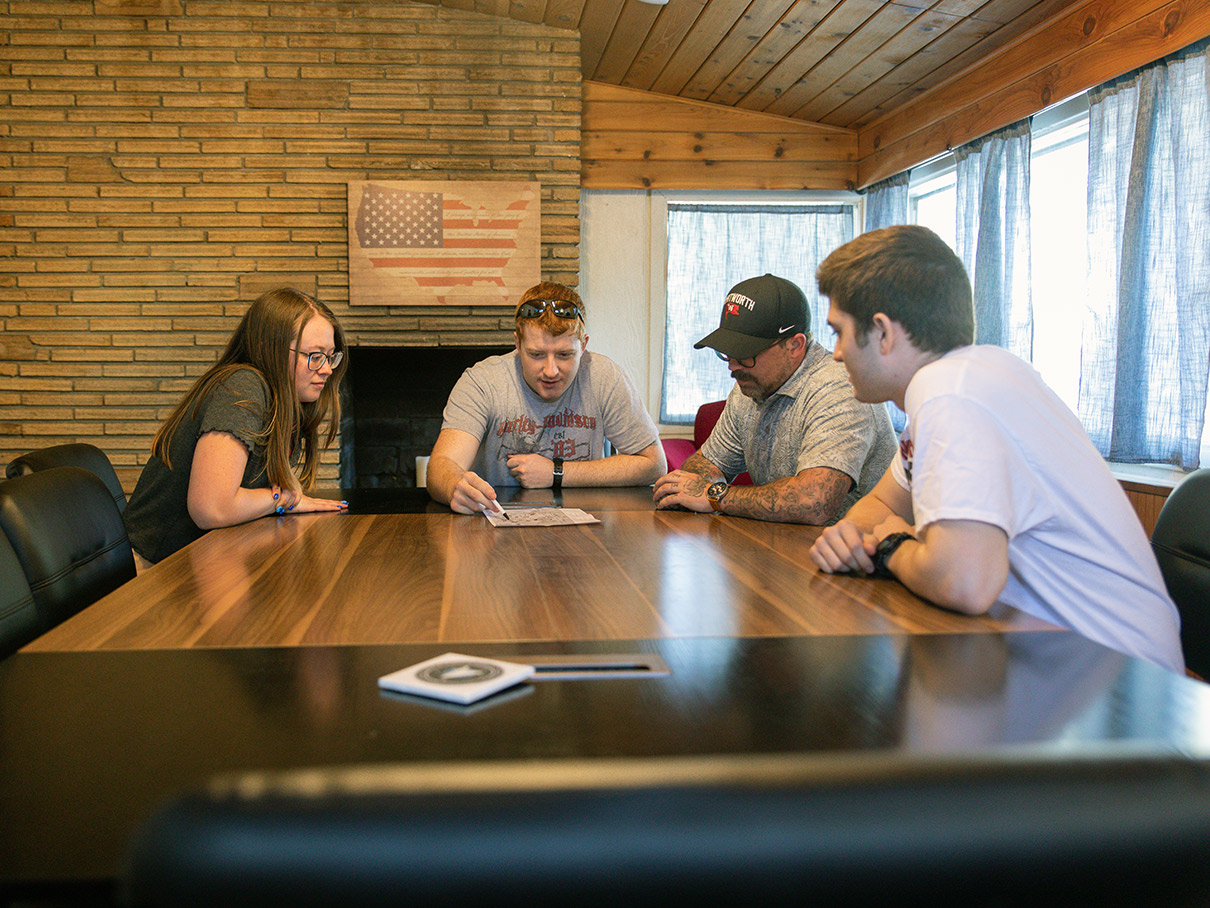 Whitworth students gathering at the campus military center.